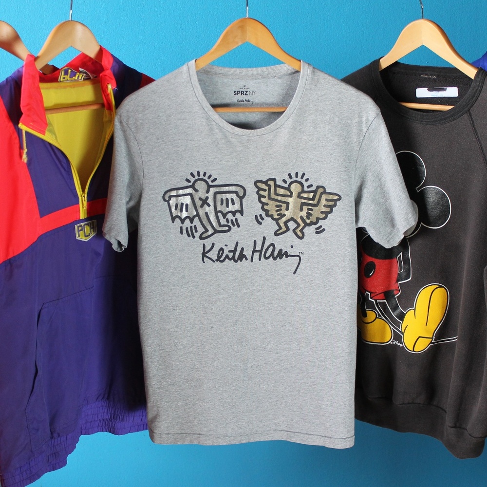Keith Haring T-Shirt Graphic Top Sprz NY Uniqlo Tee Angel and Devil Evil Wings